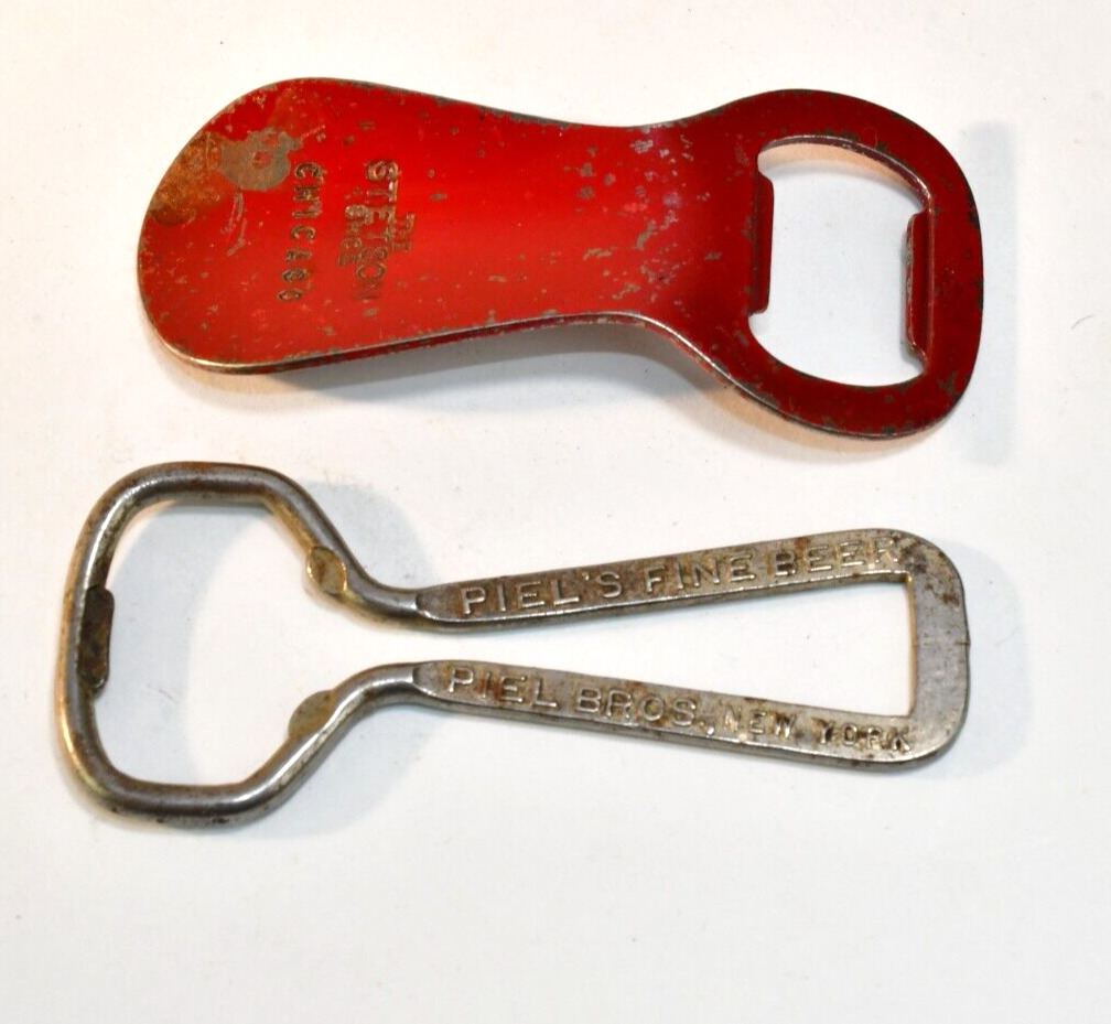 Vintage Bottle Openers PIELS Fine Beer  STETSON Advertising  Red Silver