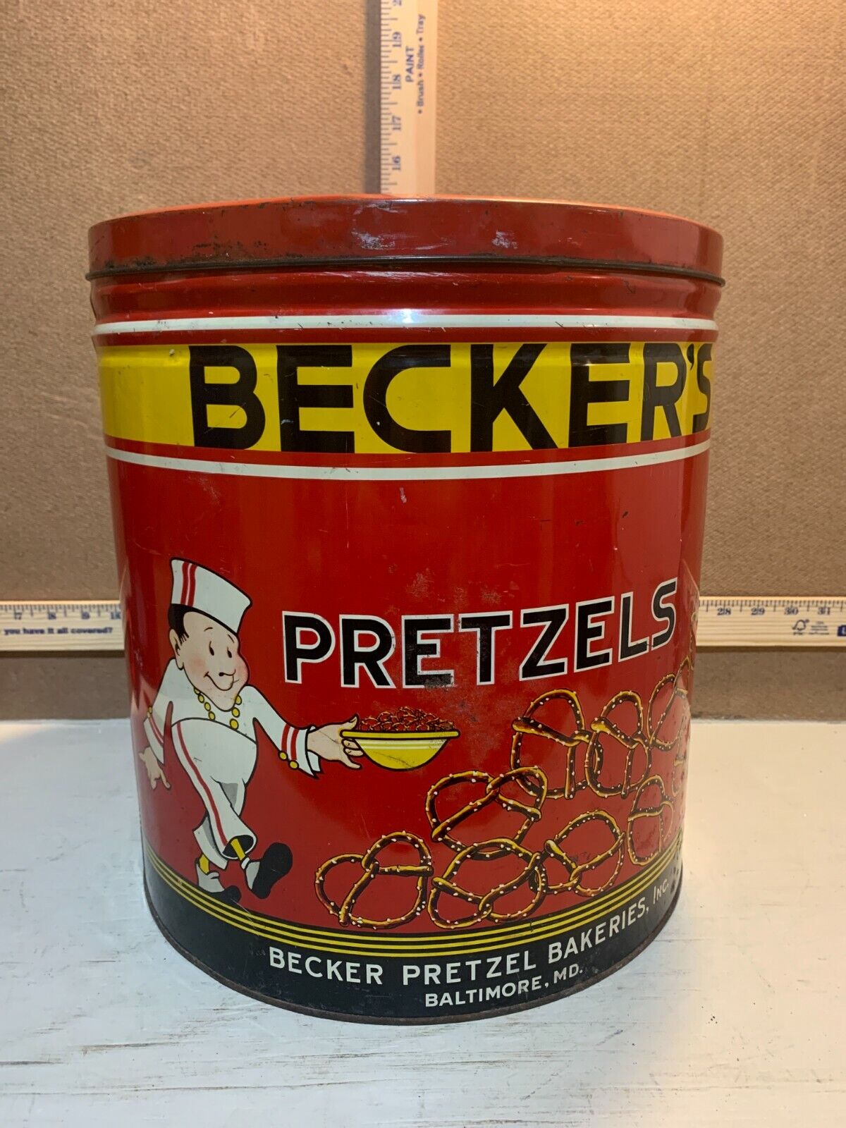 Rare Antique Becker\'s Pretzels Tin Baltimore, MD