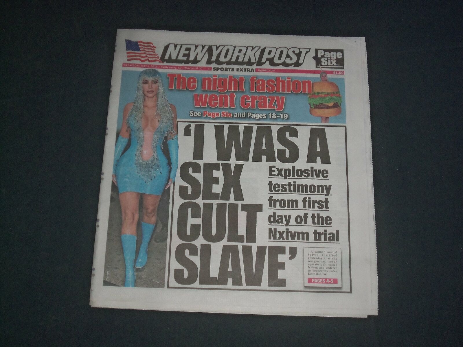 2019 MAY 8 NEW YORK POST NEWSPAPER - I WAS A SEX CULT SLAVE - SYLVIE