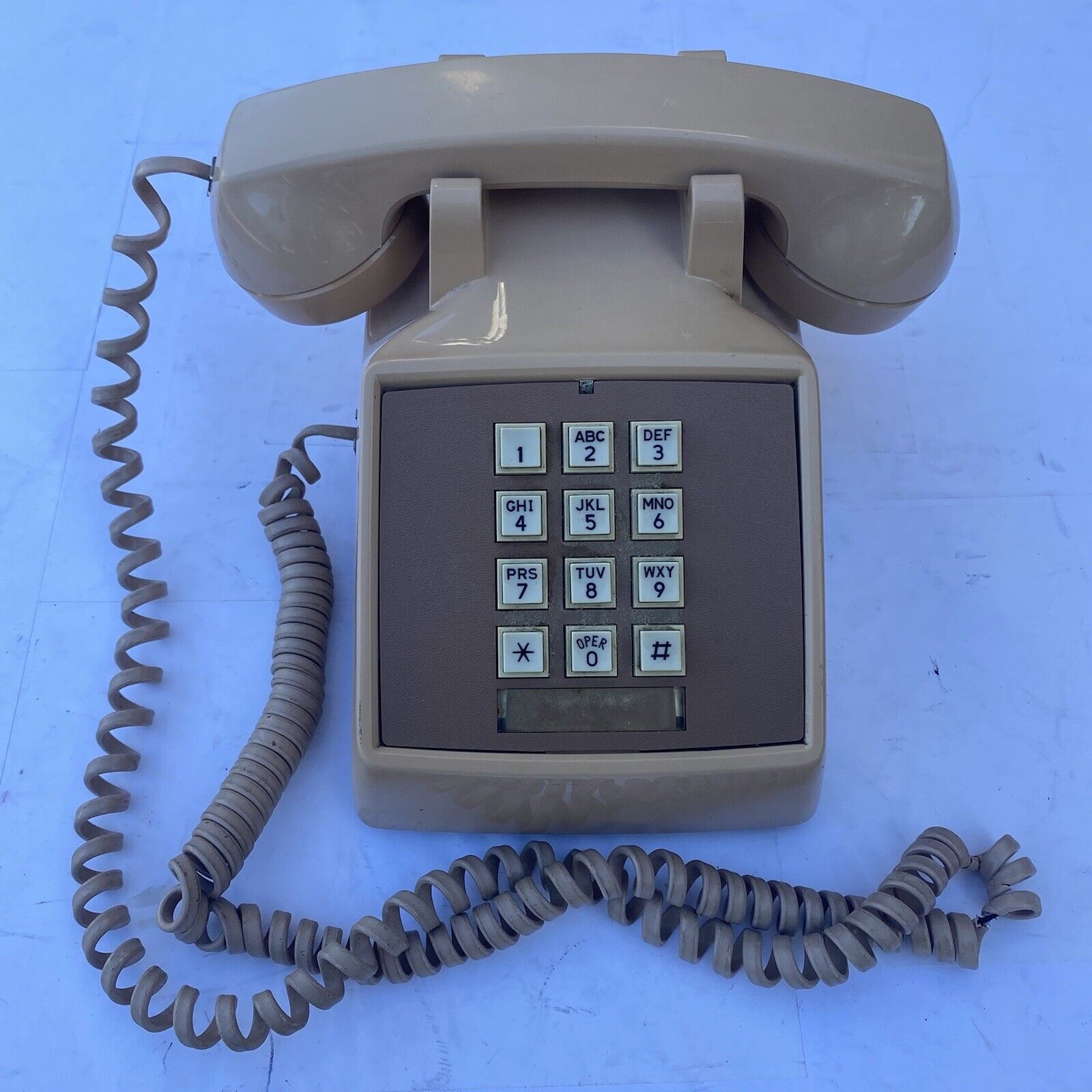 Vintage Comdial Push Button Desk Phone Beige And Brown Works  VGC Prop For Play