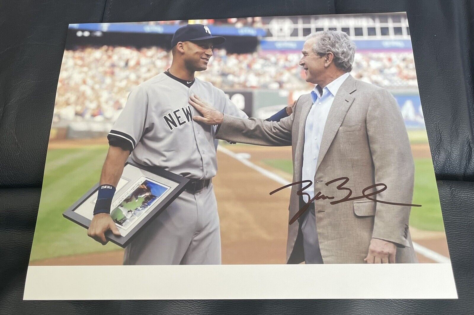 George W. Bush Jr Autograph with Derek Jeter
