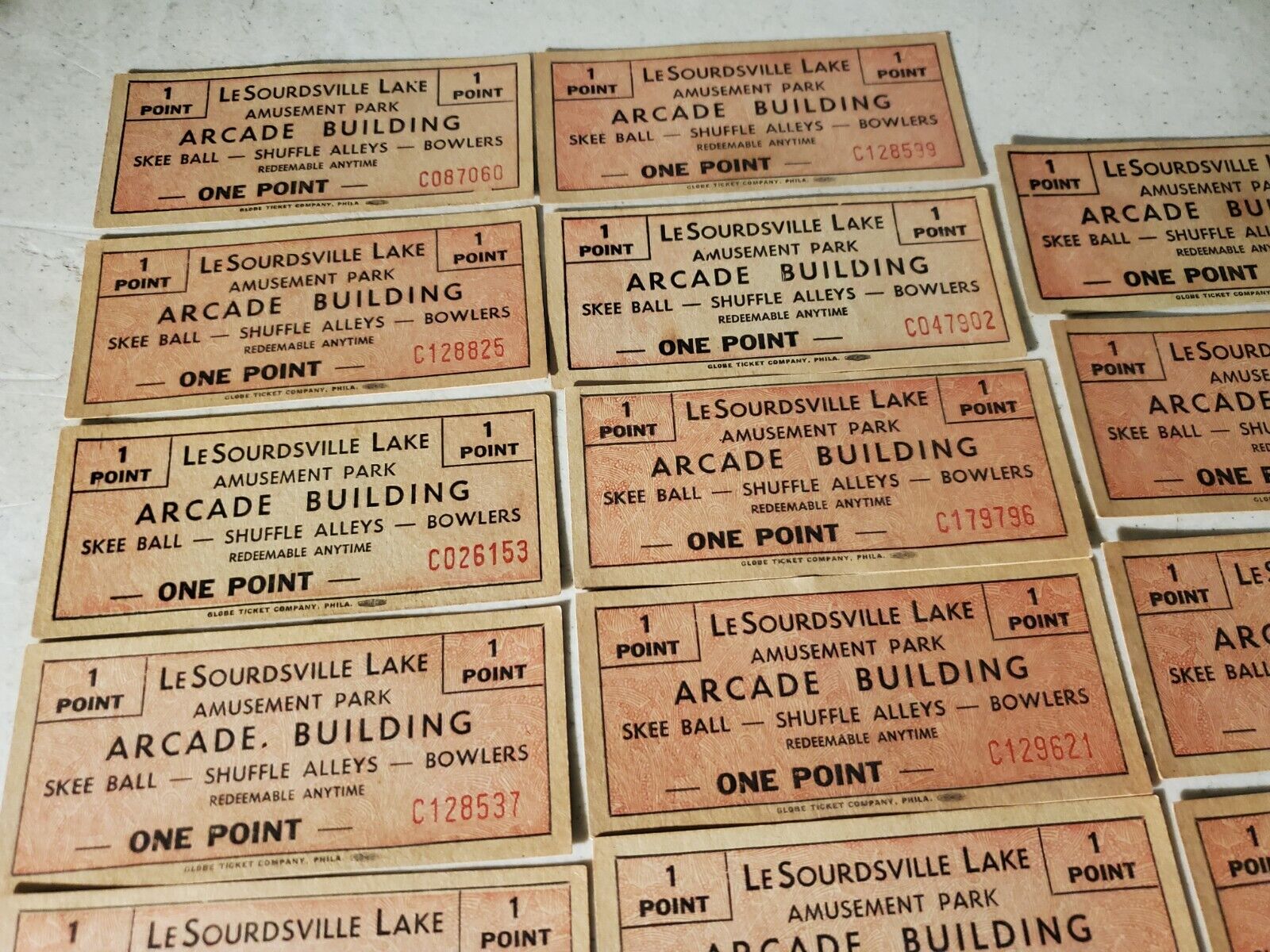 16 Lot Vintage Lesourdsville Lake Amusement Arcade Series Tickets Middletown OH
