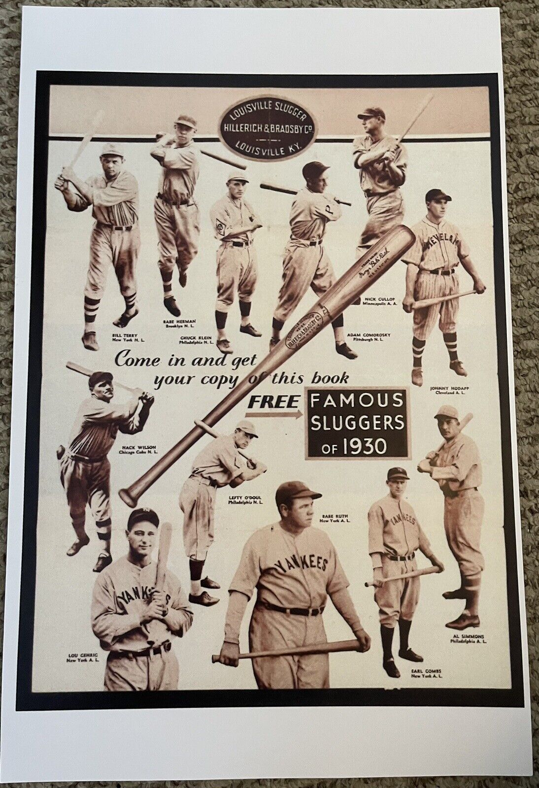 Hillerich And Bradsby Company  Famous Sluggers Poster 11 x 17   (138)