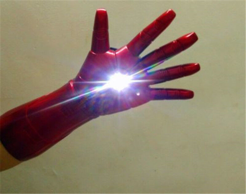 The Avengers 1:1 Iron Man Tony Stark Gloves LED Light Hand Laser Cosplay Props