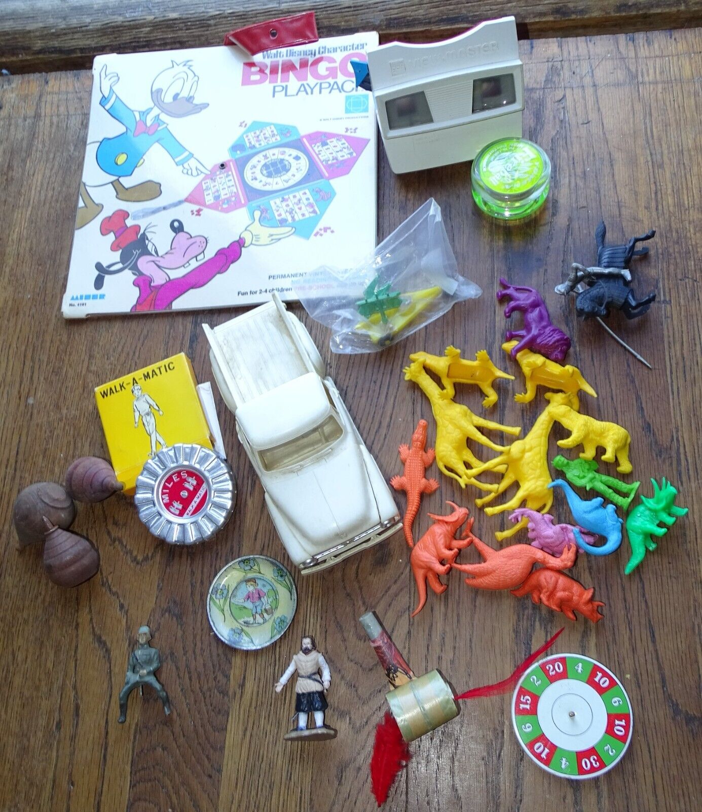 Junk Lot of Old Toys from Estate Sale - Disney Bingo, Ford pickup, View-Master +