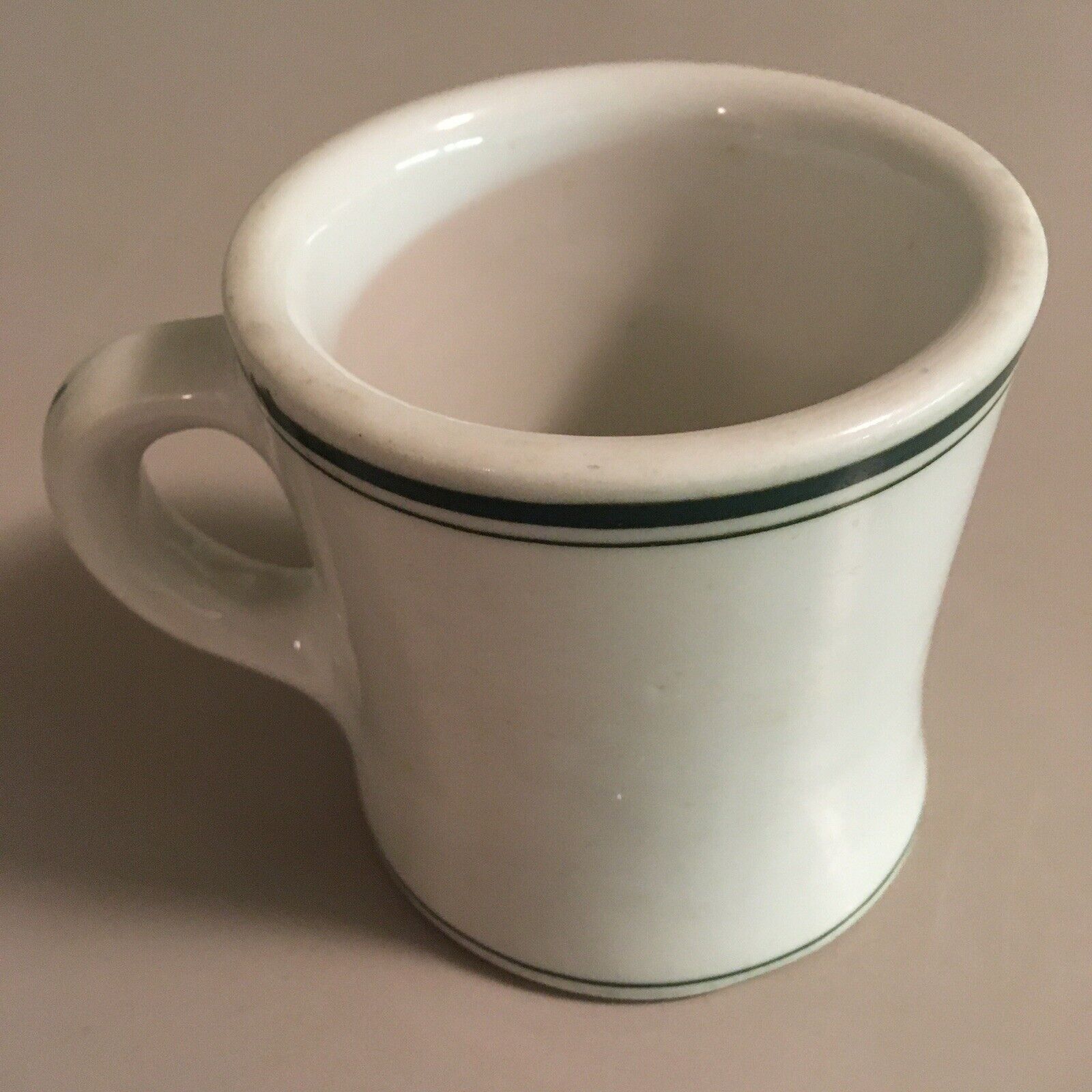 near-antique Alliance Vitrified China Company AVCO green striped coffee mug cup