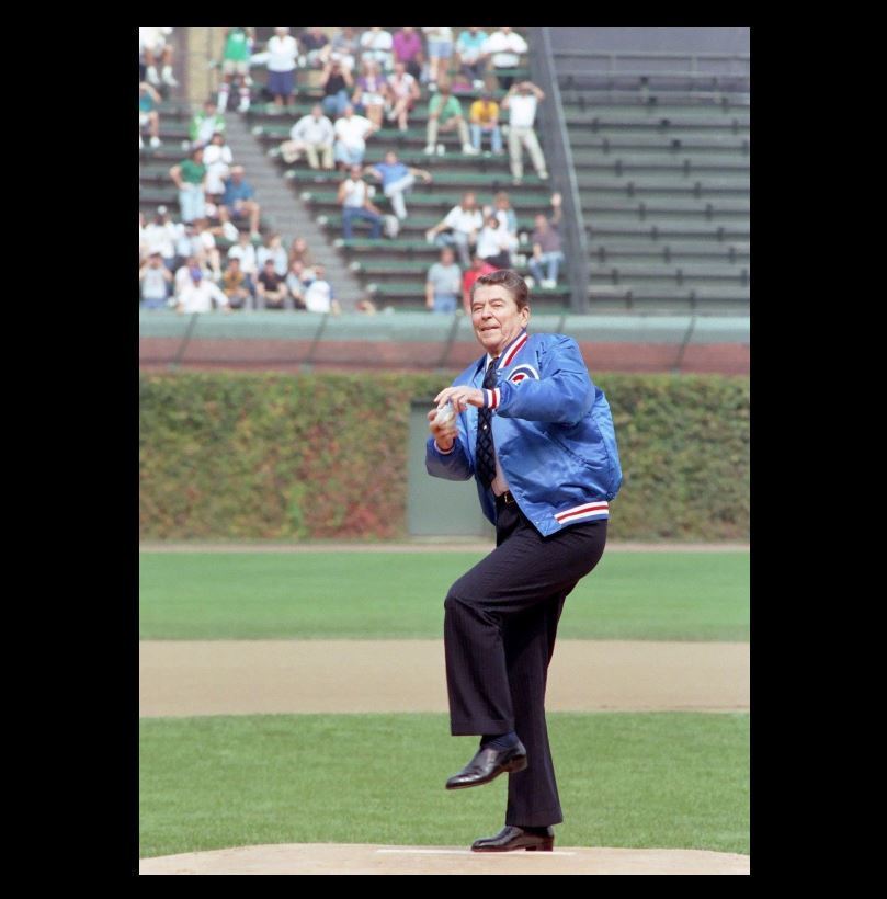 Ronald Reagan First Pitch PHOTO Wrigley Field Chicago Cubs Baseball Team