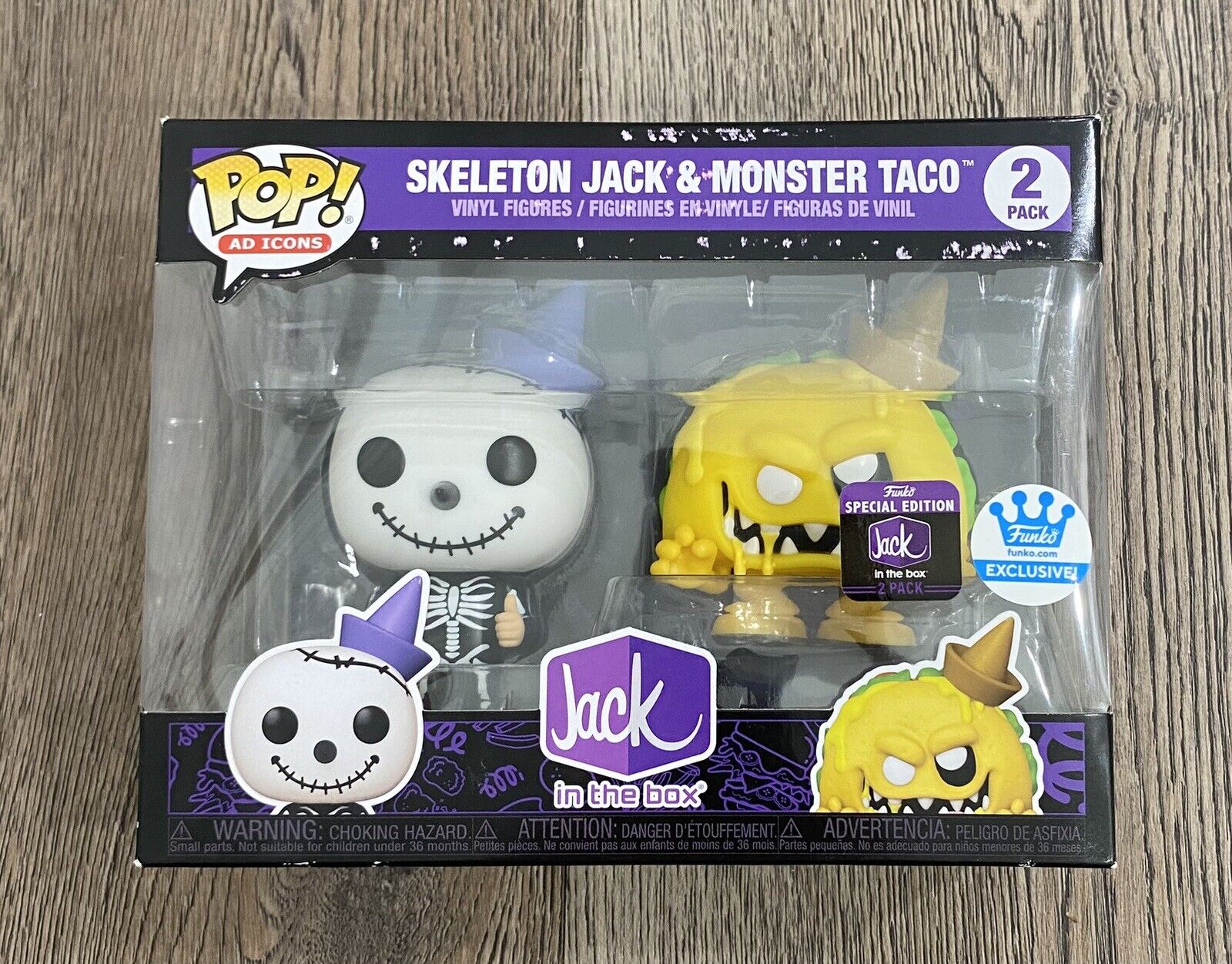 Funko Pop Ad Icons - Jack In The Box: Skeleton Jack & Monster Taco 2 Pack READ