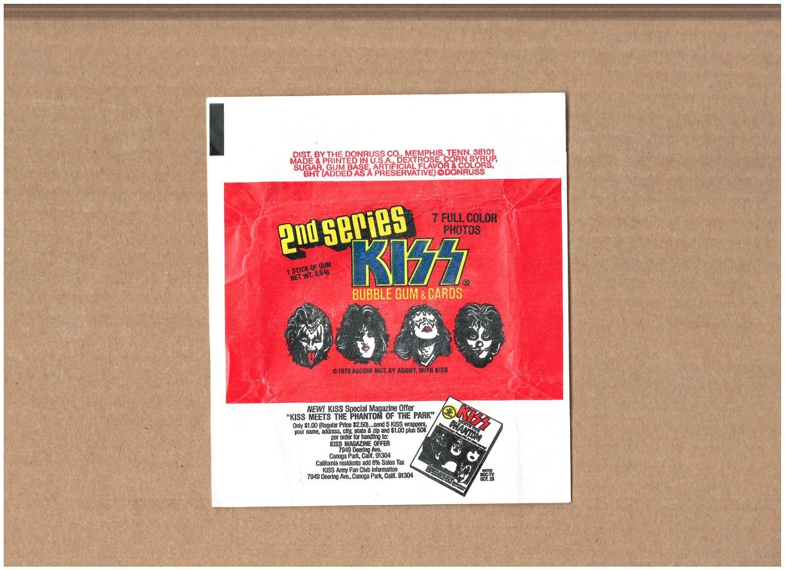 Kiss 1978 Donruss 2nd Series Red Wax Wrapper