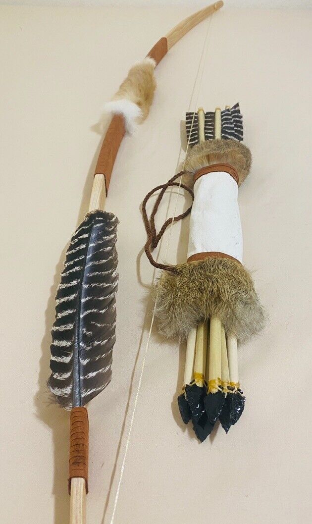 Native American Handmade By Enrolled Member.  Bow & Arrow With Quiver Authentic