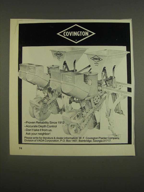 1985 Covington Model TP66 Planter Ad