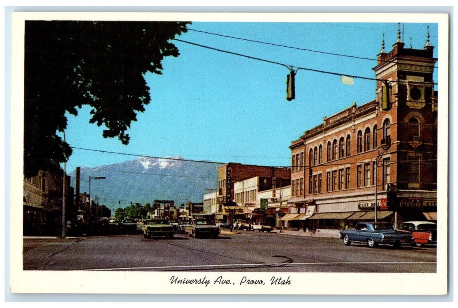 c1960 University Ave Road Classic Cars Buildings Provo Utah UT Unposted Postcard