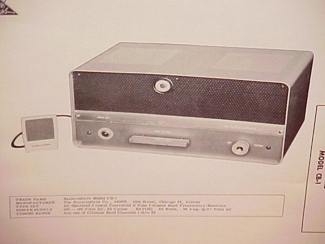 1961 1962 HALLICRAFTERS CB RADIO SERVICE SHOP MANUAL MODEL CB-1