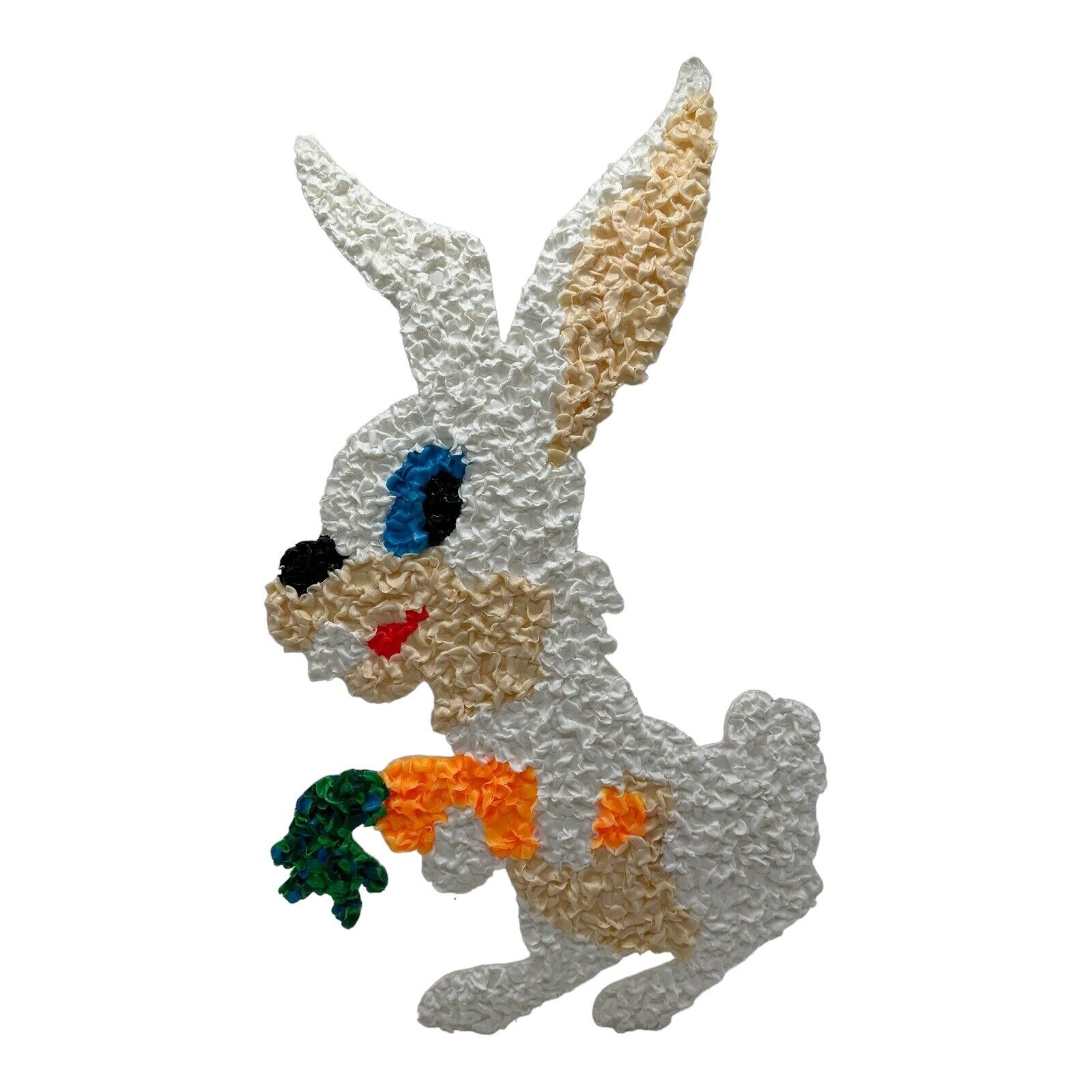 VTG Melted Popcorn Plastic Easter Bunny Wall Hanging Decoration Rabbit 21\