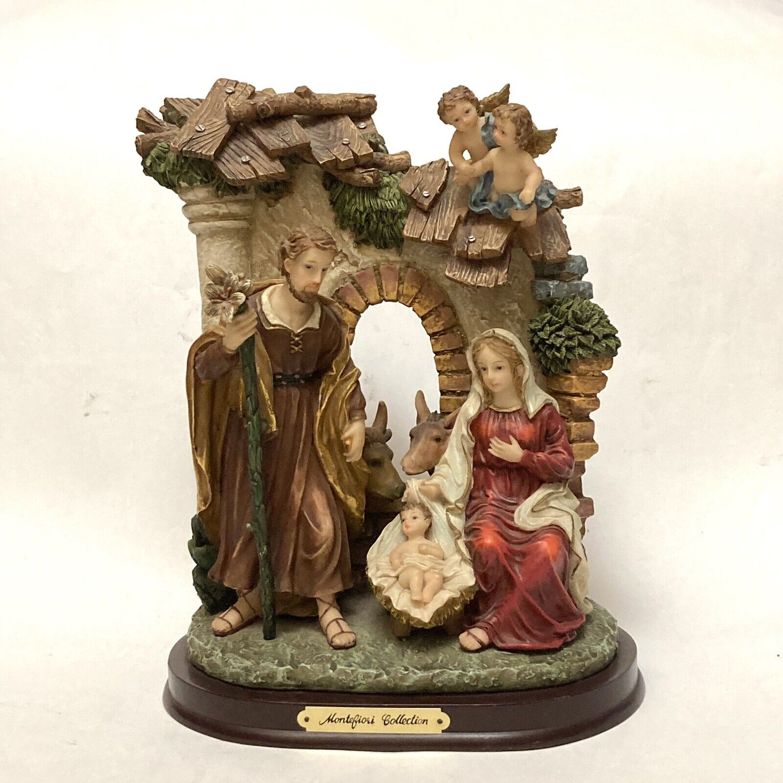 MONTEFIORI COLLECTION Nativity Figurine Italy Design Holy Family Jesus Angels