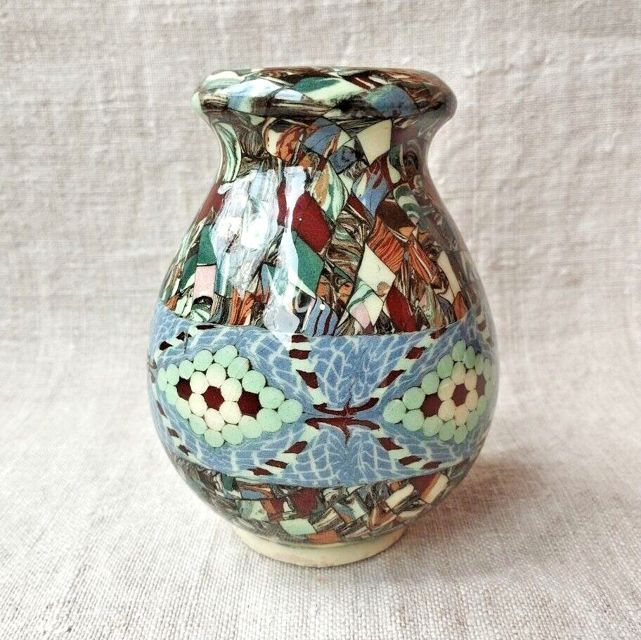 Vintage JEAN GERBINO Mosaic Vase, VALLAURIS AM Pottery 1950s,very good condition