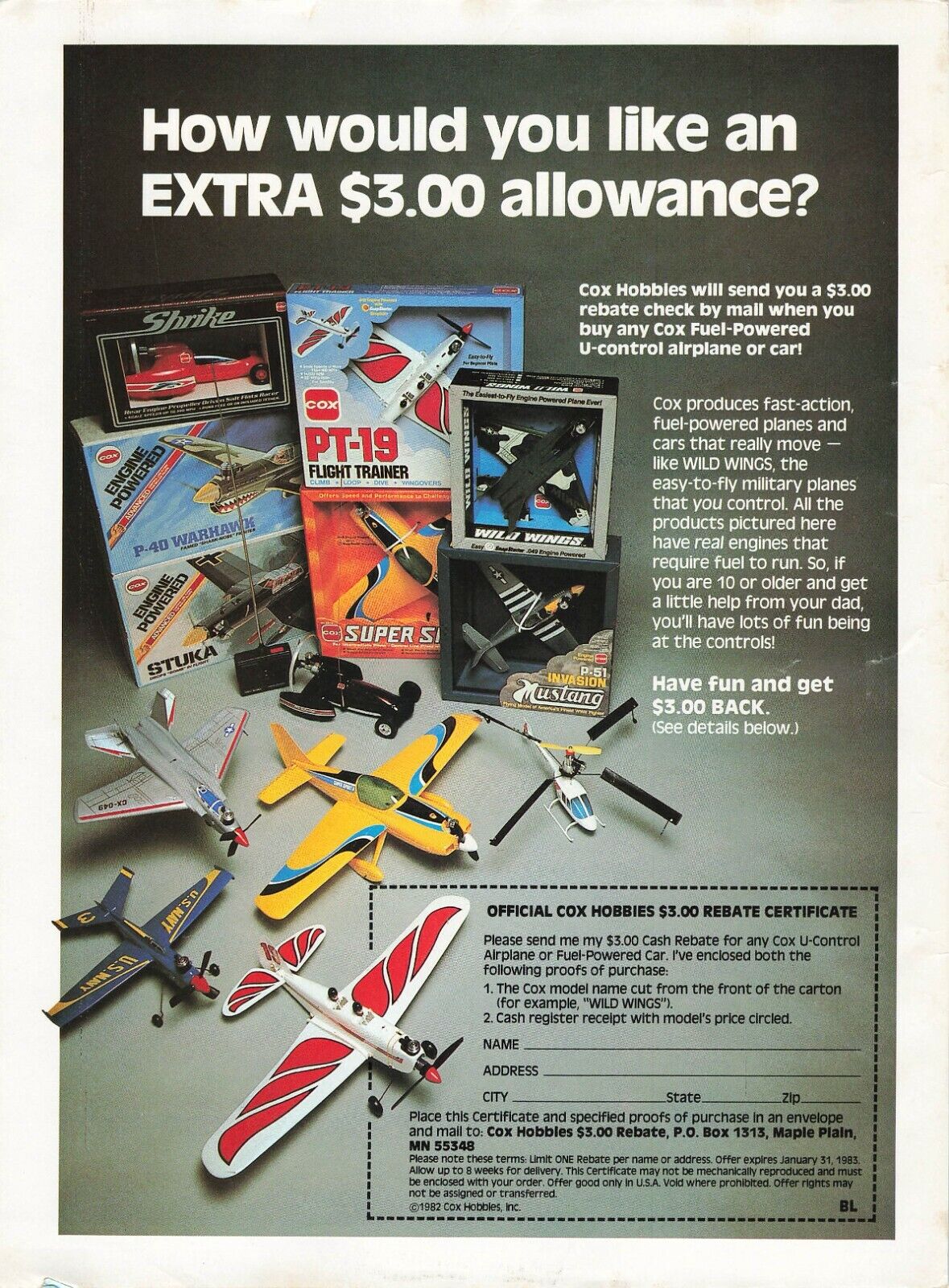 Cox Hobby Planes Ad 80\'S Vtg Print Ad 8X11 Wall Poster Art