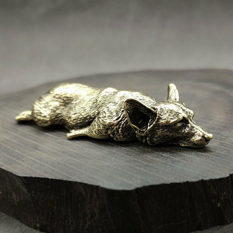 Solid Brass Corgi Dog Figurine Dog Statue Home Ornaments Animal Figurines Gift