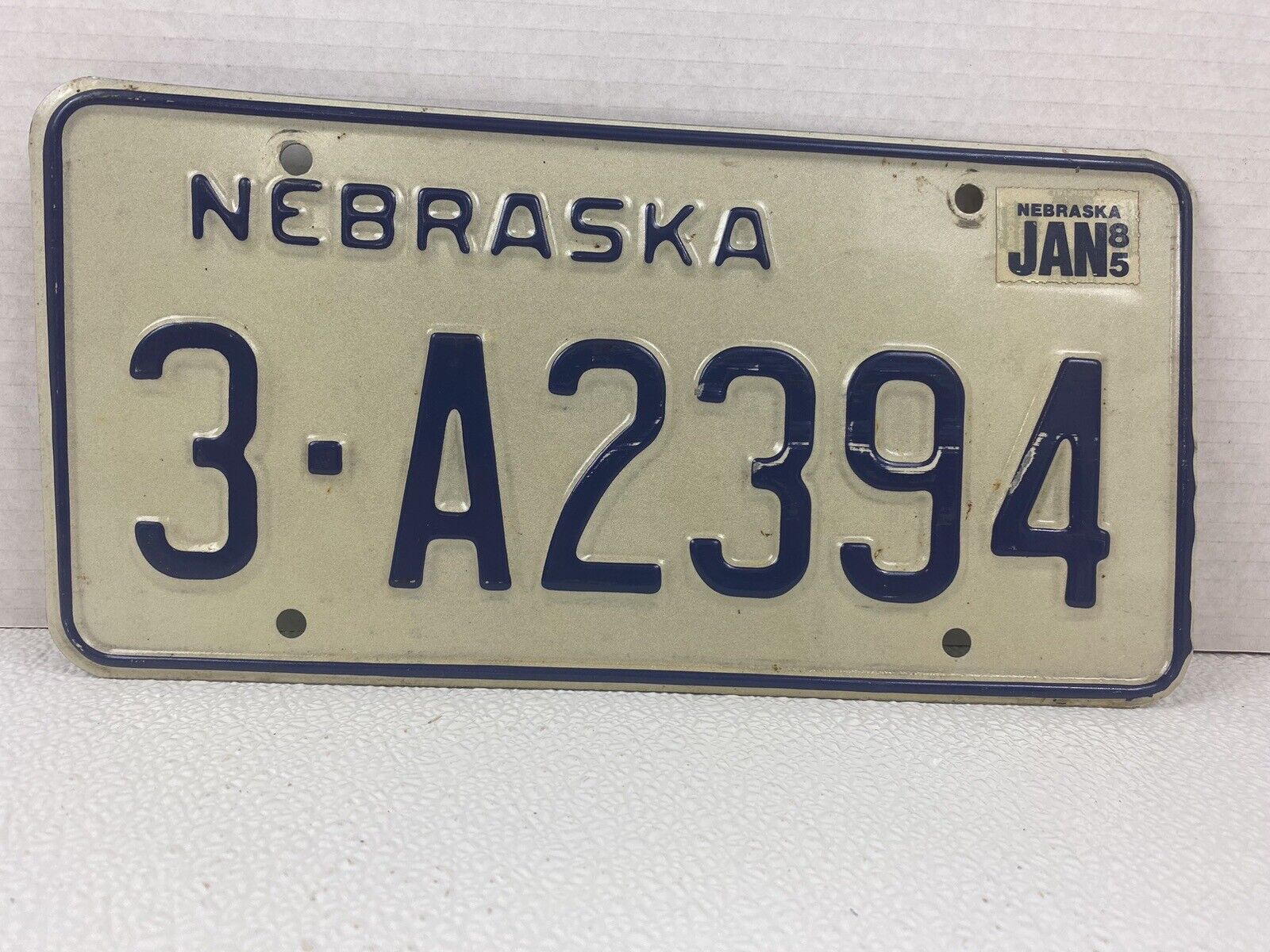 1985 Nebraska License Plate 3-A2394 Display Art Collection