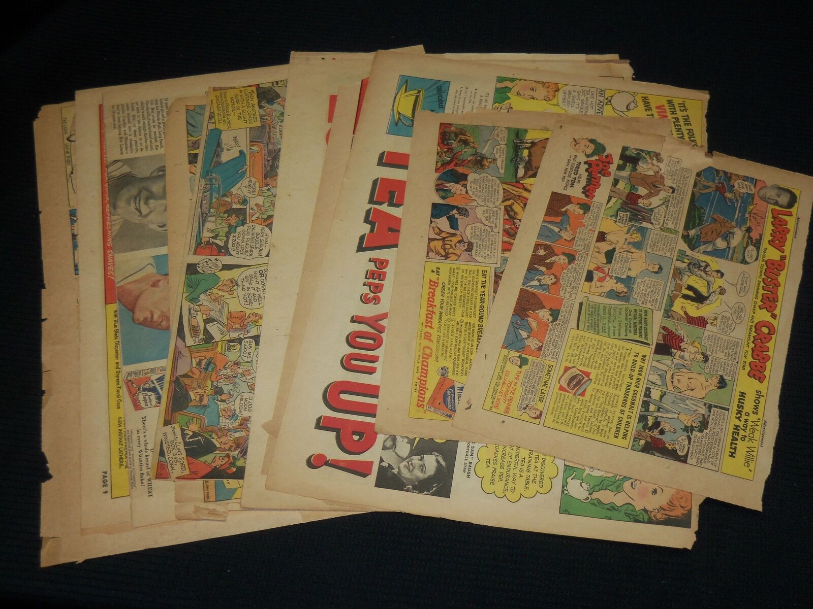 1930\'S-1960\'S SPORTS COLOR COMICS AD PAGES LOT OF 13 - NP 1847C