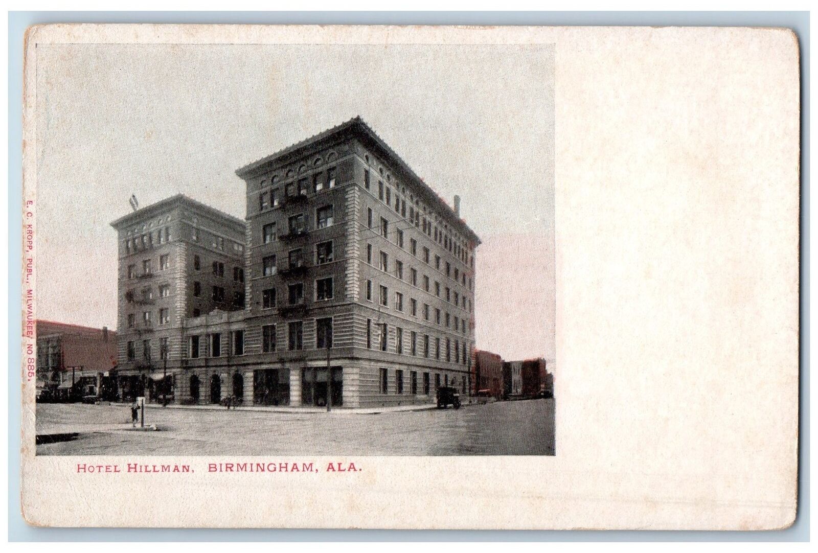 Birmingham Alabama AL Postcard Hotel Hillman Building Exterior Roadside c1905\'s