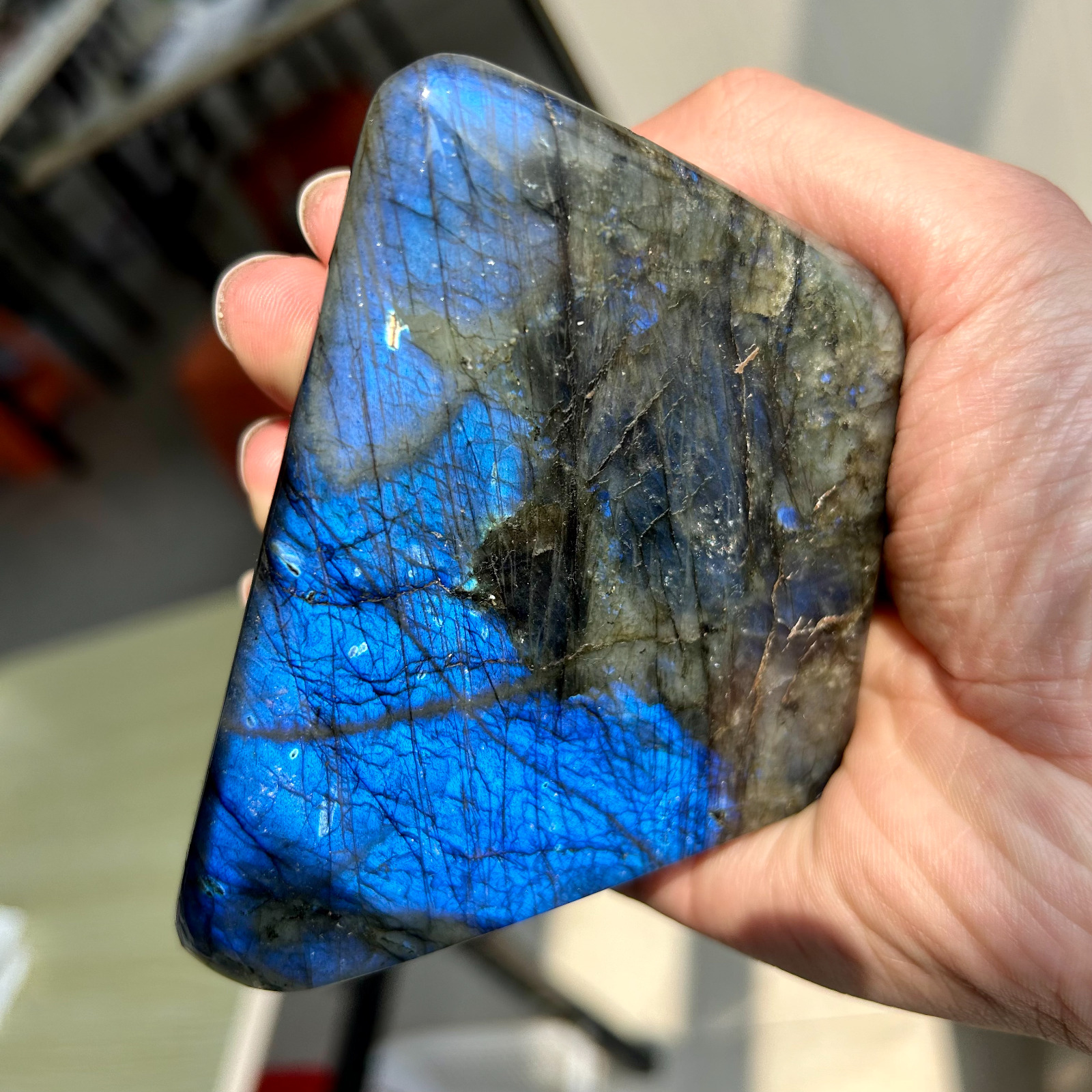 485g Rare Natural Labradorite Quartz Crystal Freeform Mineral Specimen Healing