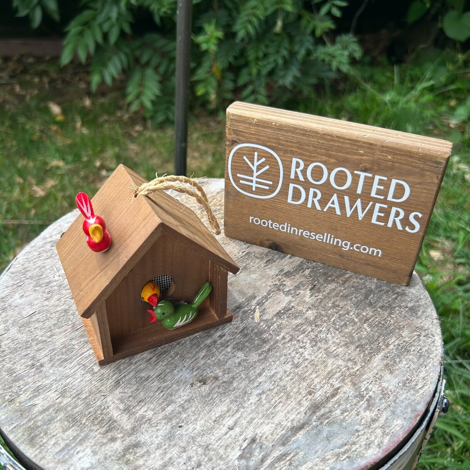 Vintage Miniature Bird House Wooden Tiny Small Mini Home Decor Holiday Season