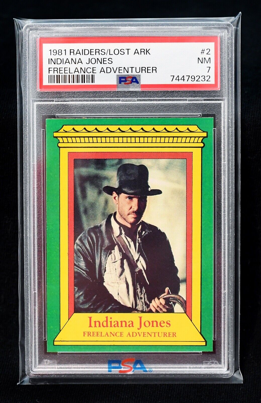 1981 Topps Raiders of the Lost Ark #2 Indiana Jones Freelance Adventurer - PSA 7