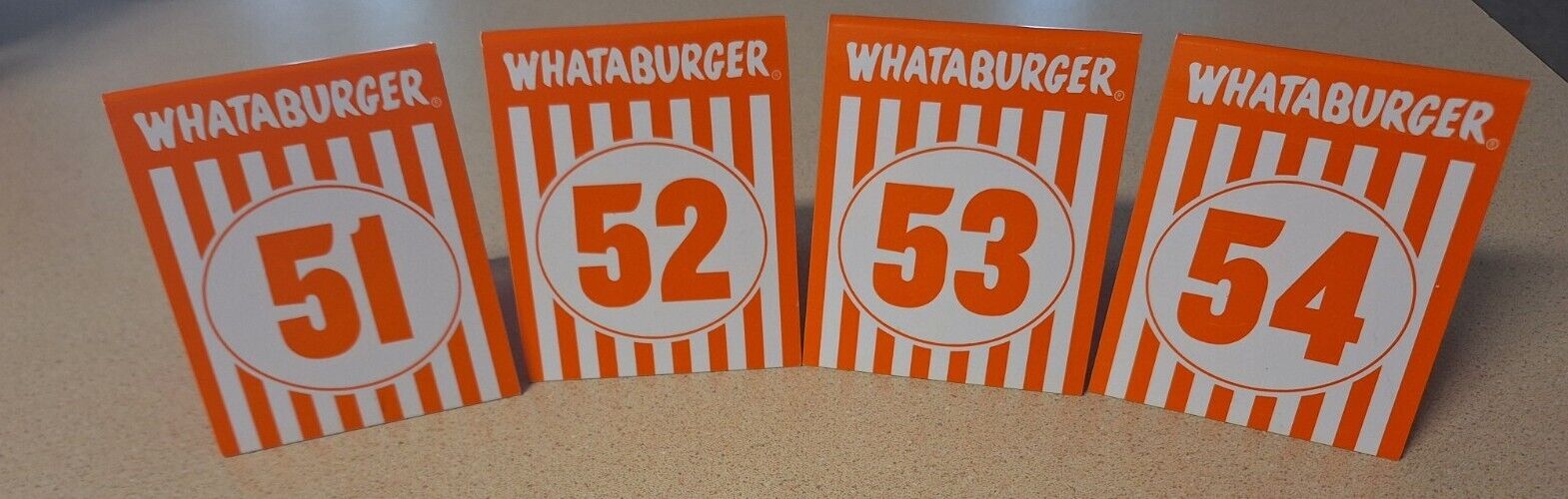 Whataburger Texas Fast Food Restaurant Table Tent Order Numbers 51,52,53,54