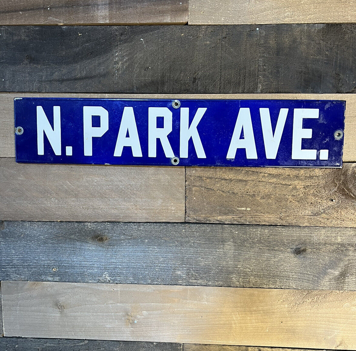 ANTIQUE ING-RICH PORCELAIN STREET SIGN N. PARK AVE  MINTY CONDITION