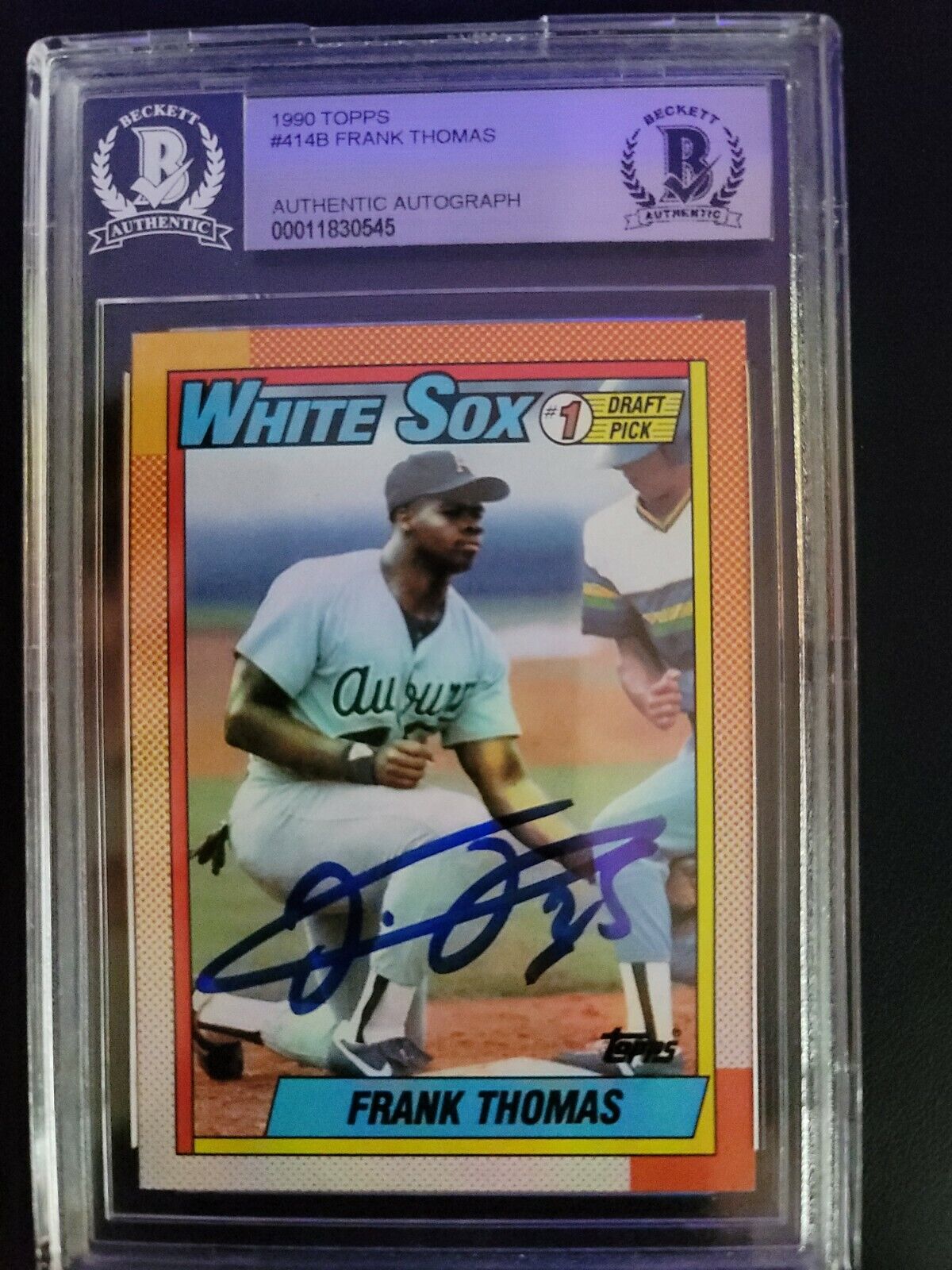1990 Topps Frank Thomas Rookie Card #414 Autographed 