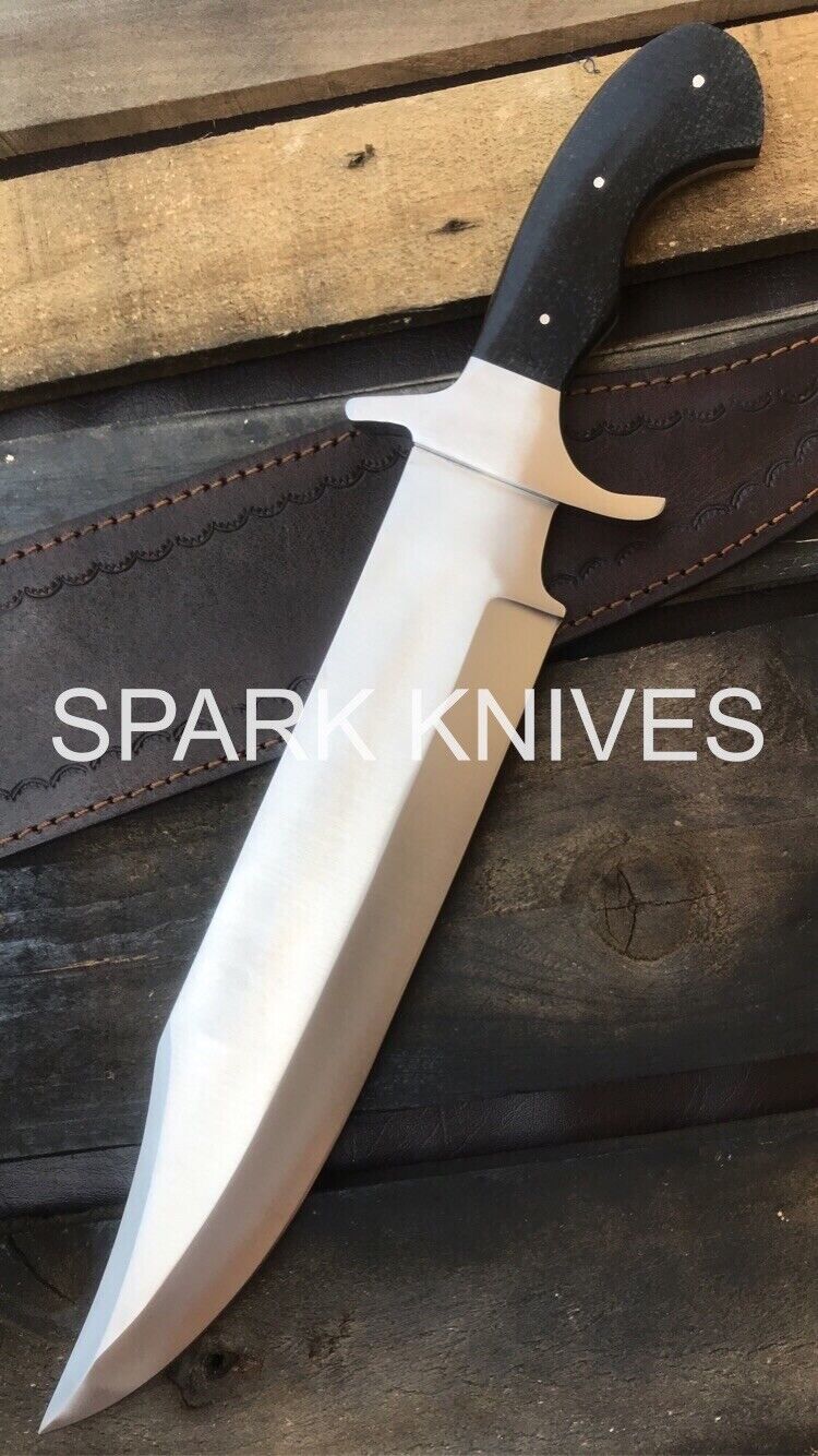 18” SPARK CUSTOM HANDMADE D2 HUNTING HIGH POLISH BOWIE KNIFE W/Sheath