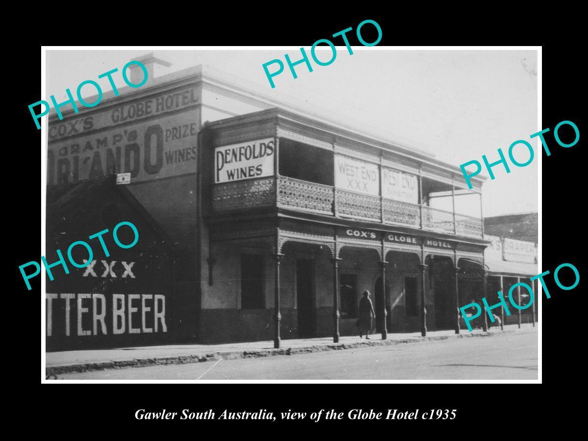 OLD LARGE HISTORIC PHOTO OF GAWLER SOUTH AUSTRALIA THE GLOBE HOTEL c1935