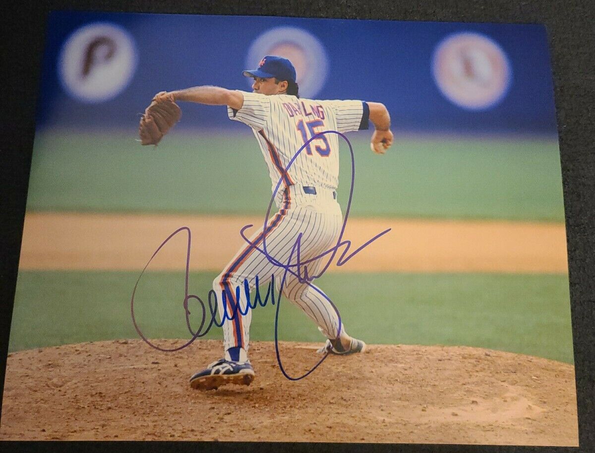 RON DARLING SIGNED 8X10 PHOTO NY METS 1986 WS CHAMPS W/COA+PROOF RARE WOW