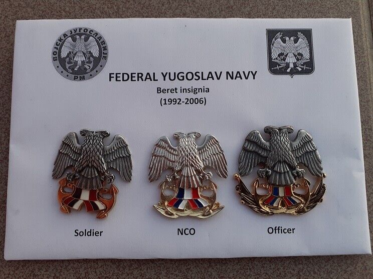 VJ Federal Yugoslav Navy beret insignia collection - sailor, NCO, officer