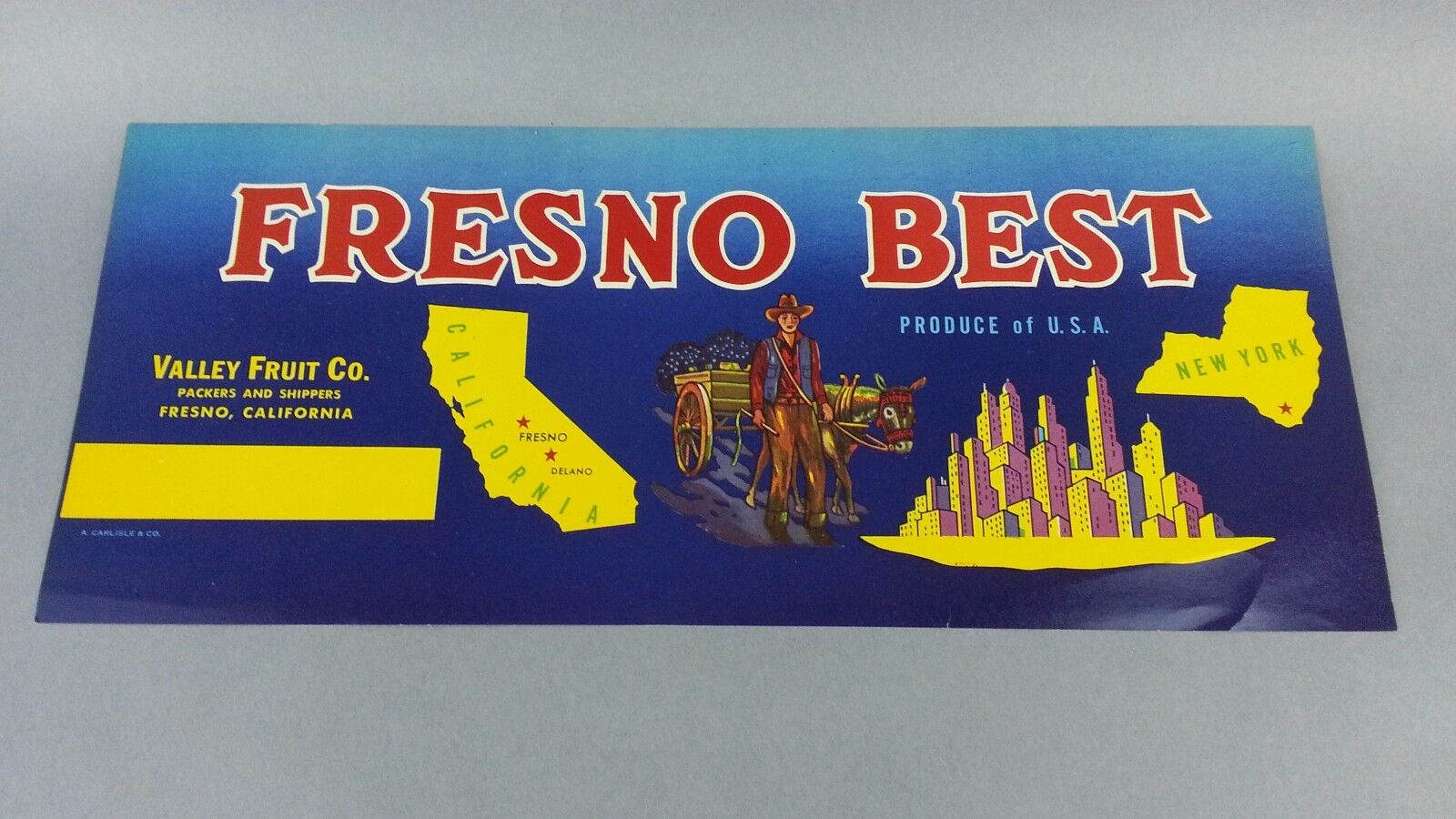 10 Original Vintage Dead Stock FRESNO BEST Valley Fruit Paper Crate Label
