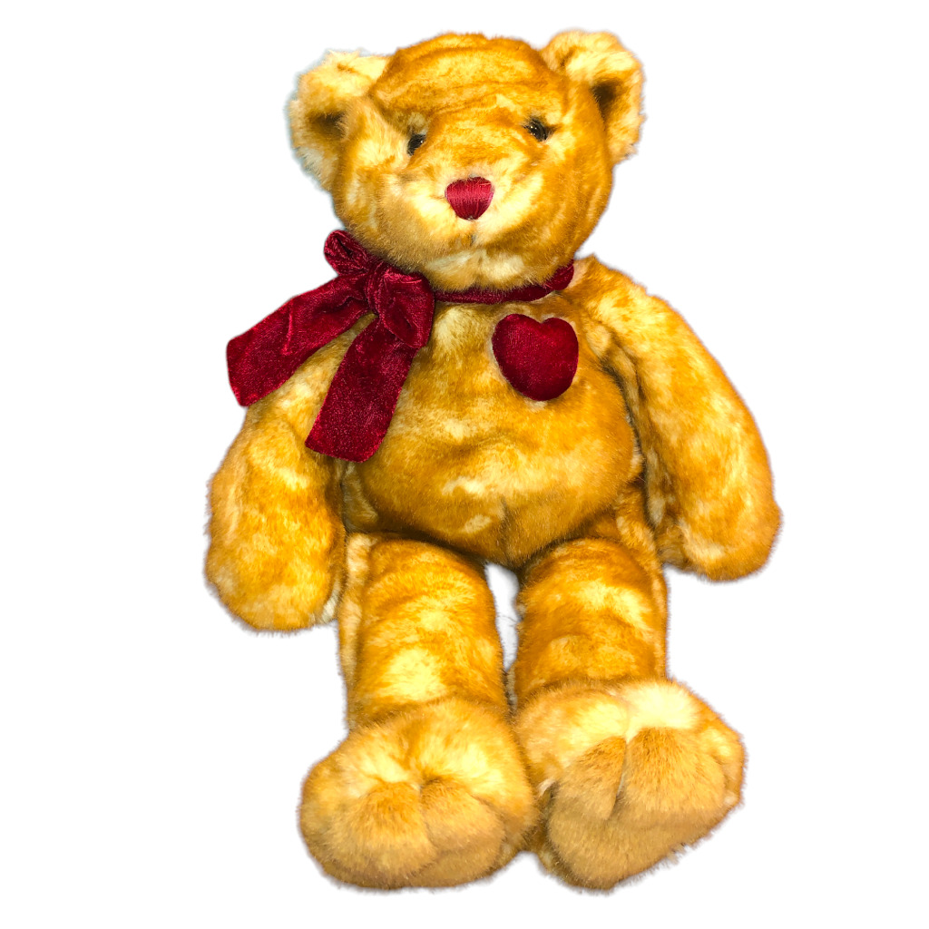 Dan Dee Collector’s Choice Teddy Bear with scarlet red velour heart and scarf 