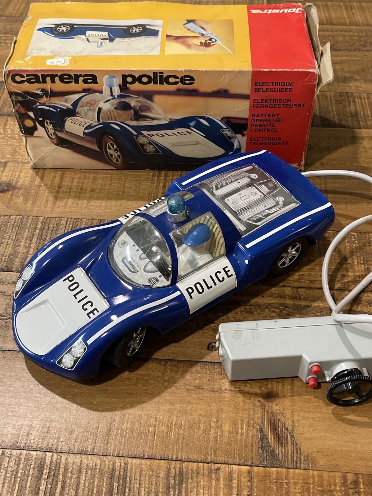 Joustra 2817 Porsche Carrera 6 Police Car Tin Battery Operated RARE VTG READ