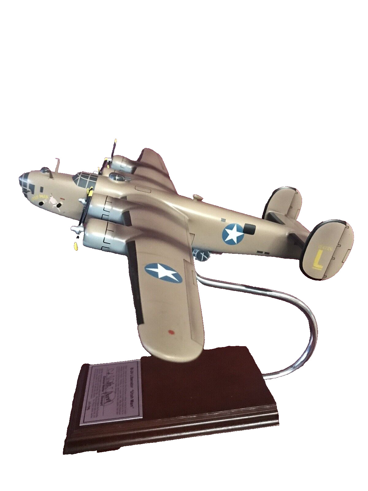 B-24 Liberator Model Airplane Ploesti Raid Walter Stewart Signed Wooden