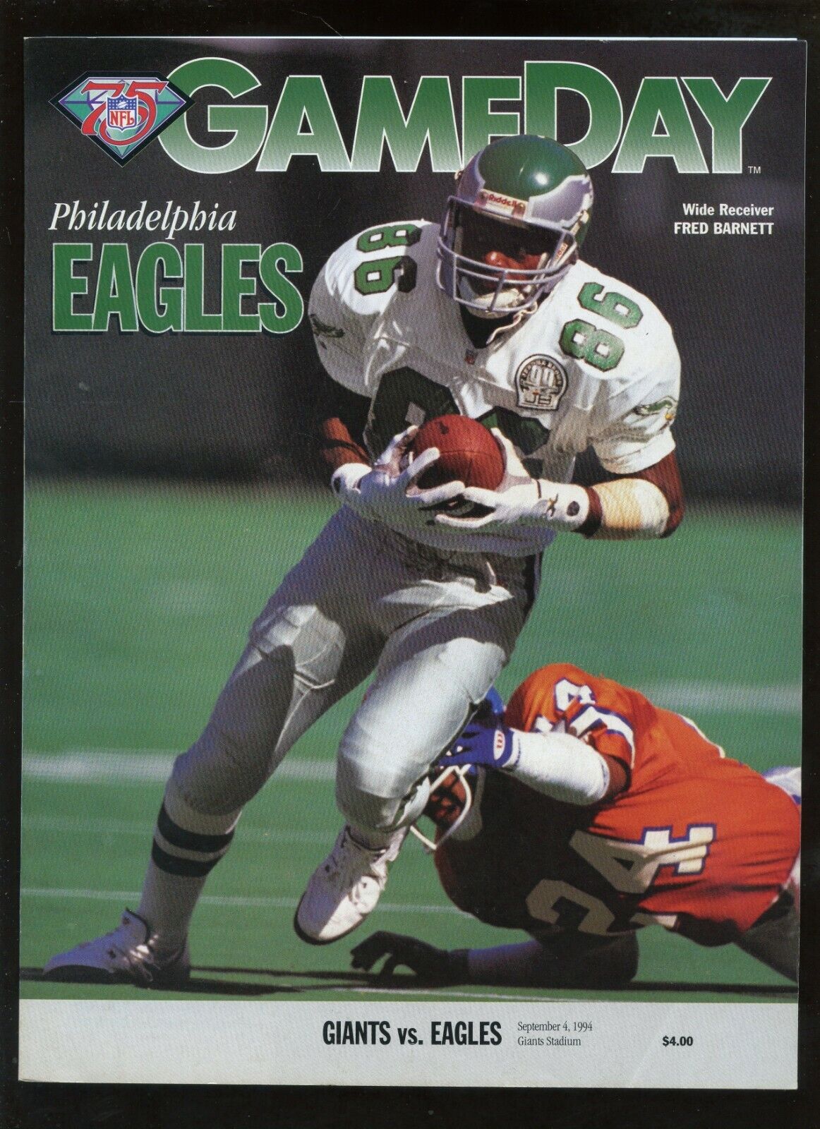 September 4 1994 NFL Program Philadelphia Eagles at  New York Giants NRMT