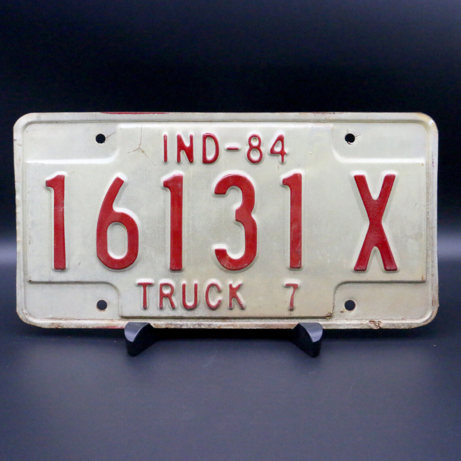1984 Indiana 16131X - TRUCK 7 (7 Ton) License Plate Expired Car Tag - White Red