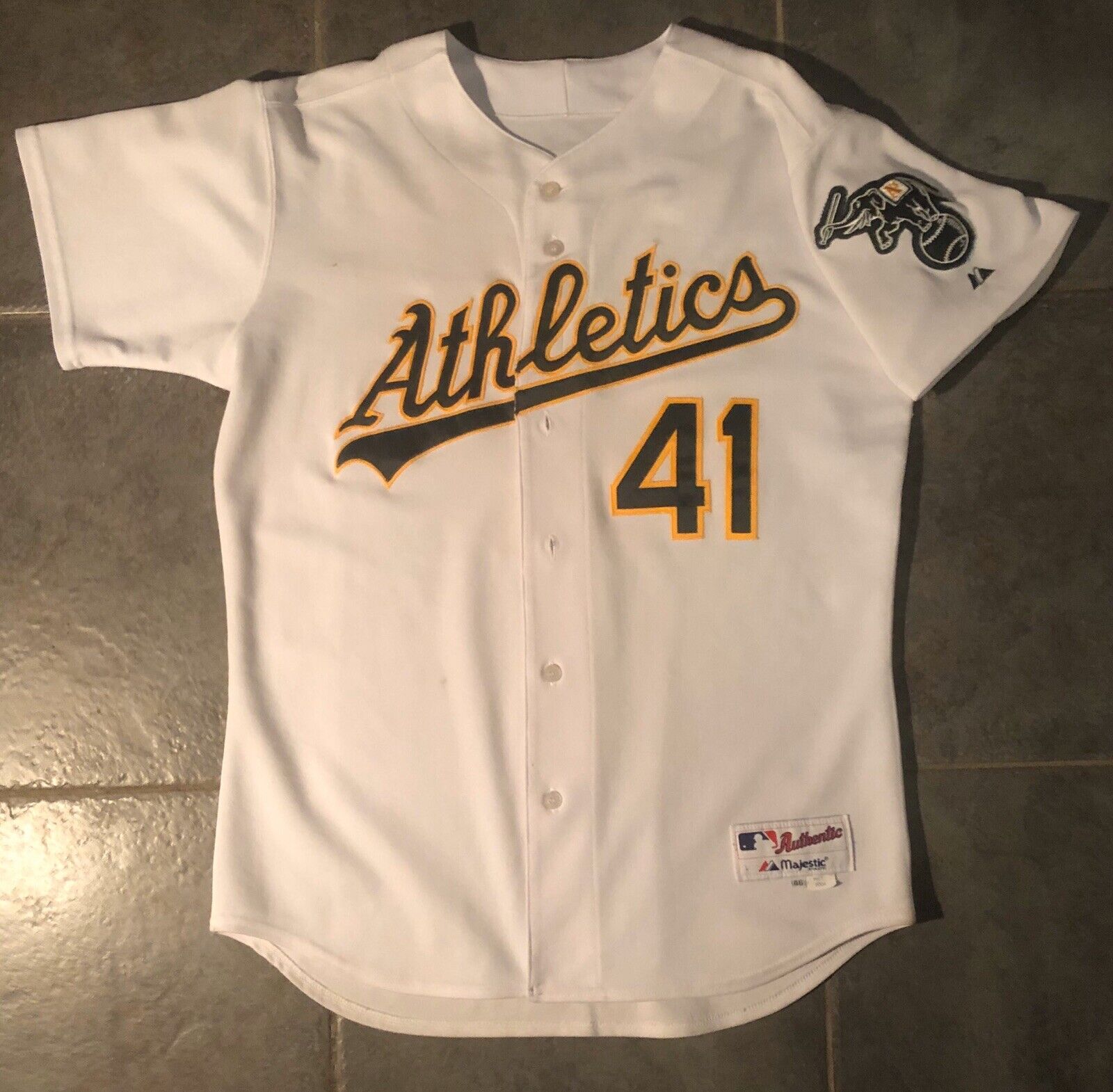 Oakland Athletics Curt Young 2004 Game Used Majestic Jersey Sz46 Set 1