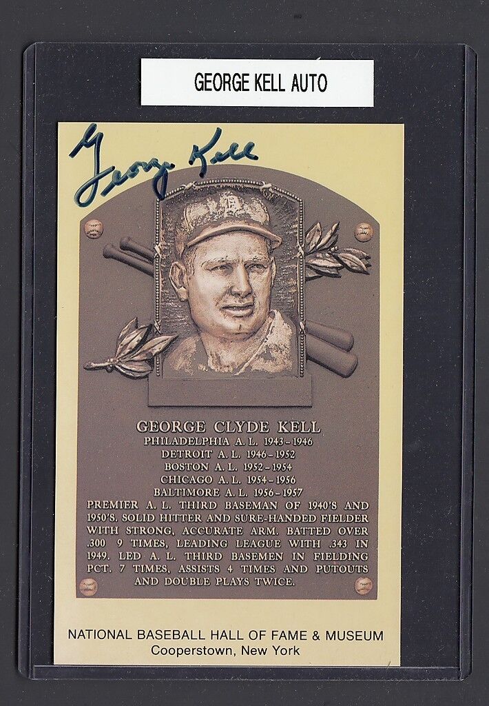 George Kell Signed Yellow Hall of Fame Plaque Postcard JSA d\'2009
