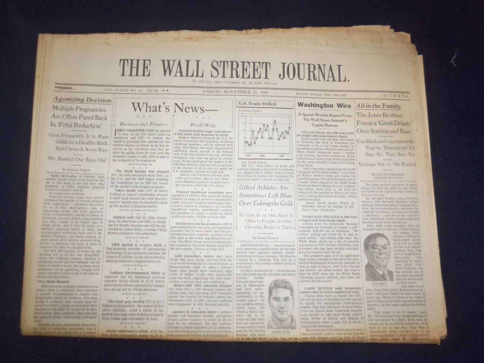 1997 NOV 21 THE WALL STREET JOURNAL - MULTIPLE PREGNANCIES PAIRED BACK - WJ 70