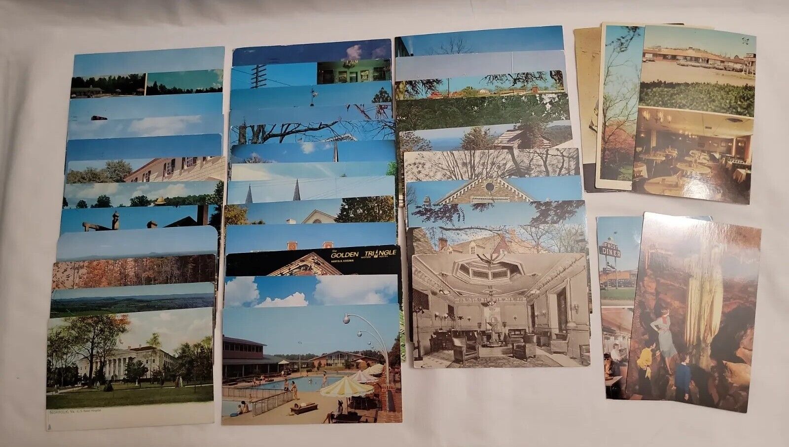 Vintage Lot Of 40 Virginia Postcards Church Restaurant Hotel Beach Pier Camp