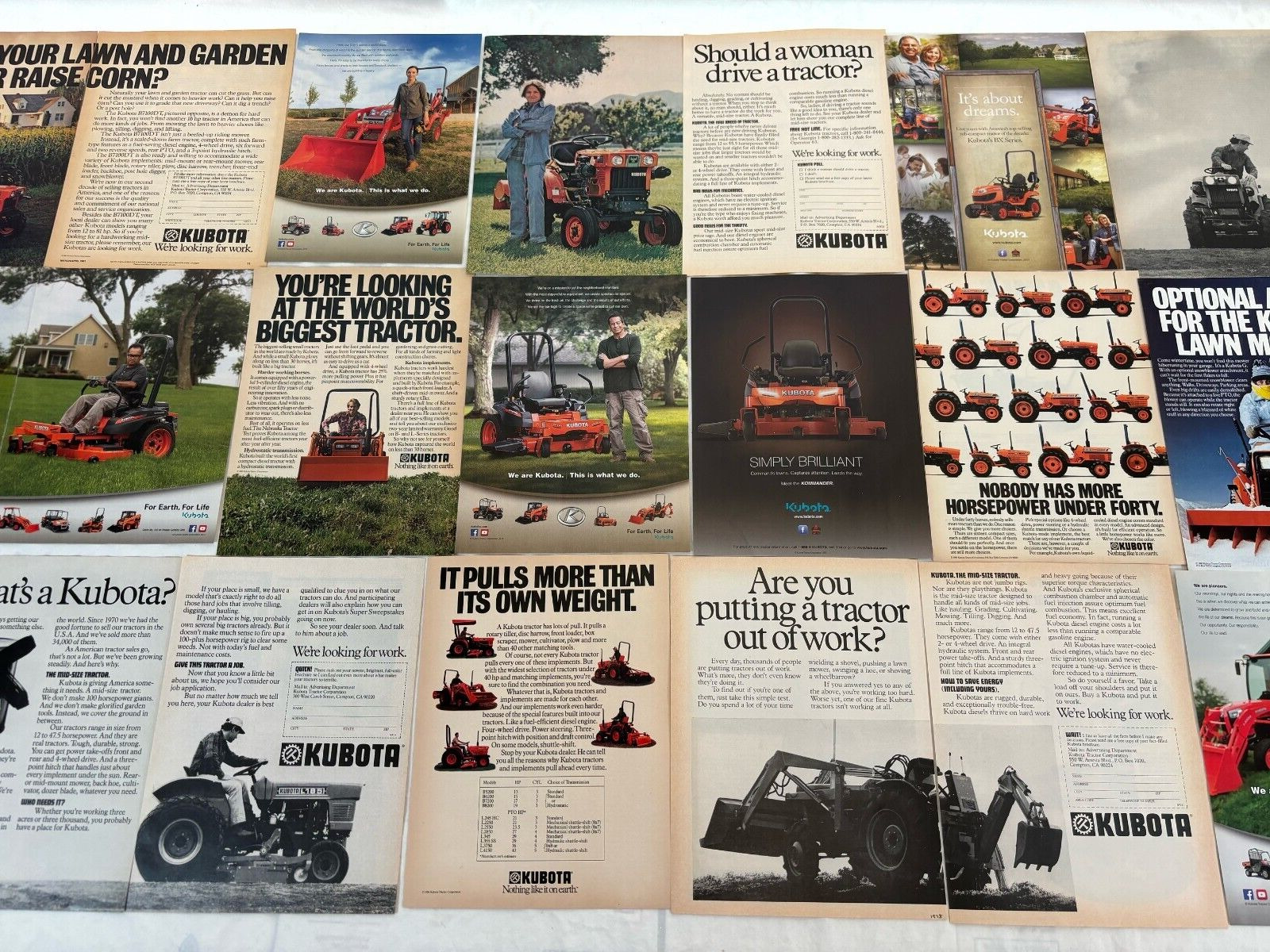 Kubota Equipment 27 Magazine Ads 1977 - 2016 Collection
