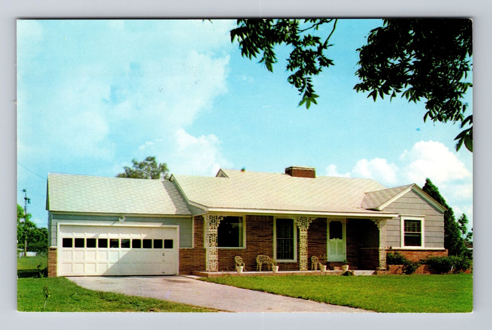 Houston TX-Texas, Hurricane Roofing Co, Residential House, Vintage Postcard