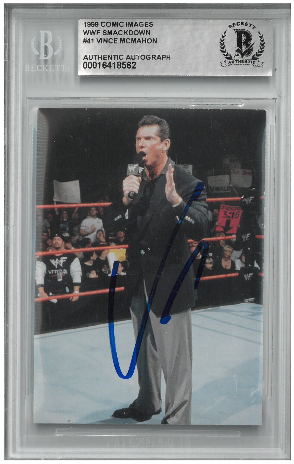 Vince McMahon Signed Autograph Slabbed WWF 1999 Comic Images Card Beckett BAS