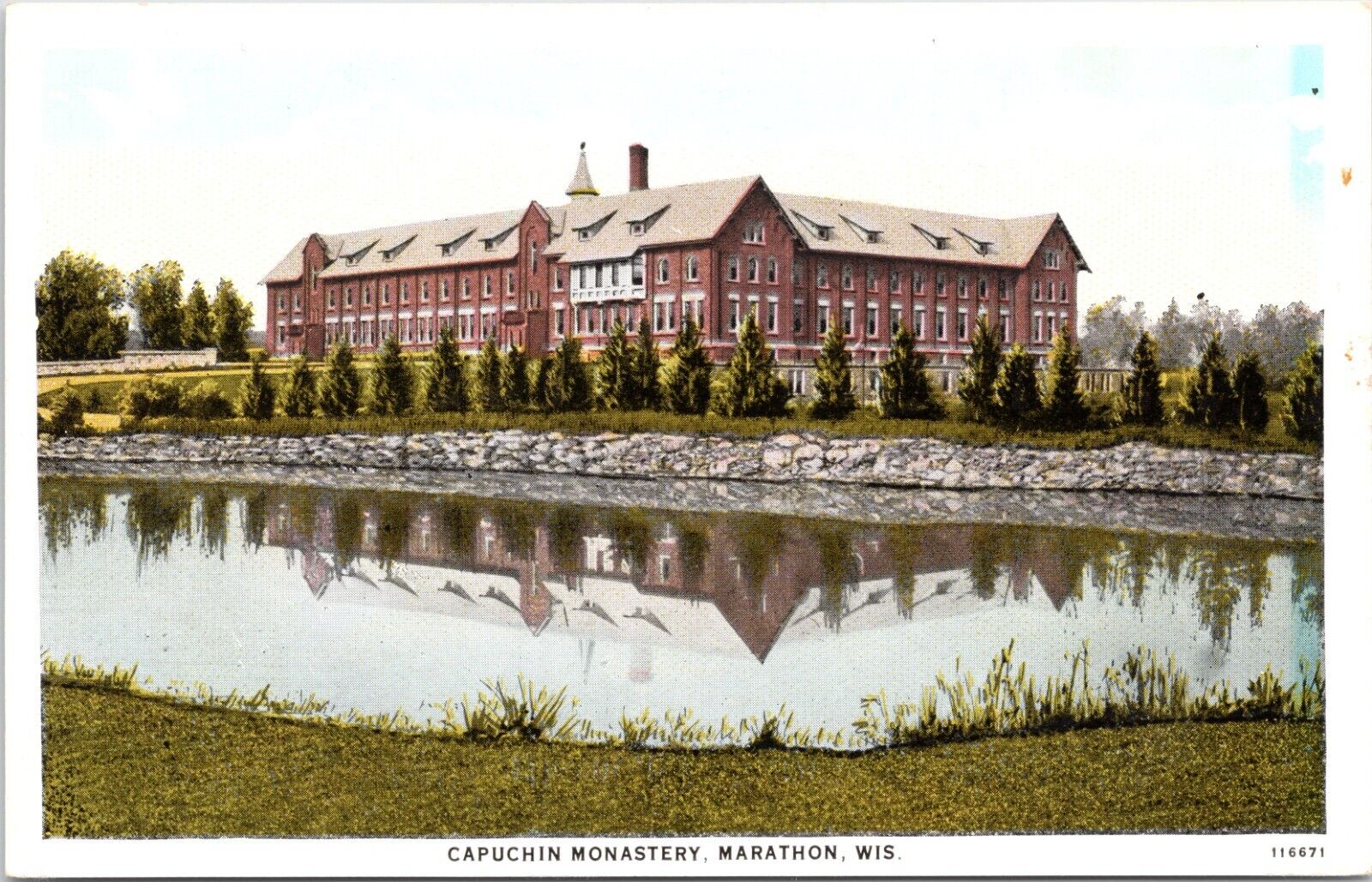 C.1920s Marathon WI Capuchin Monastery Unused Wisconsin Postcard A336