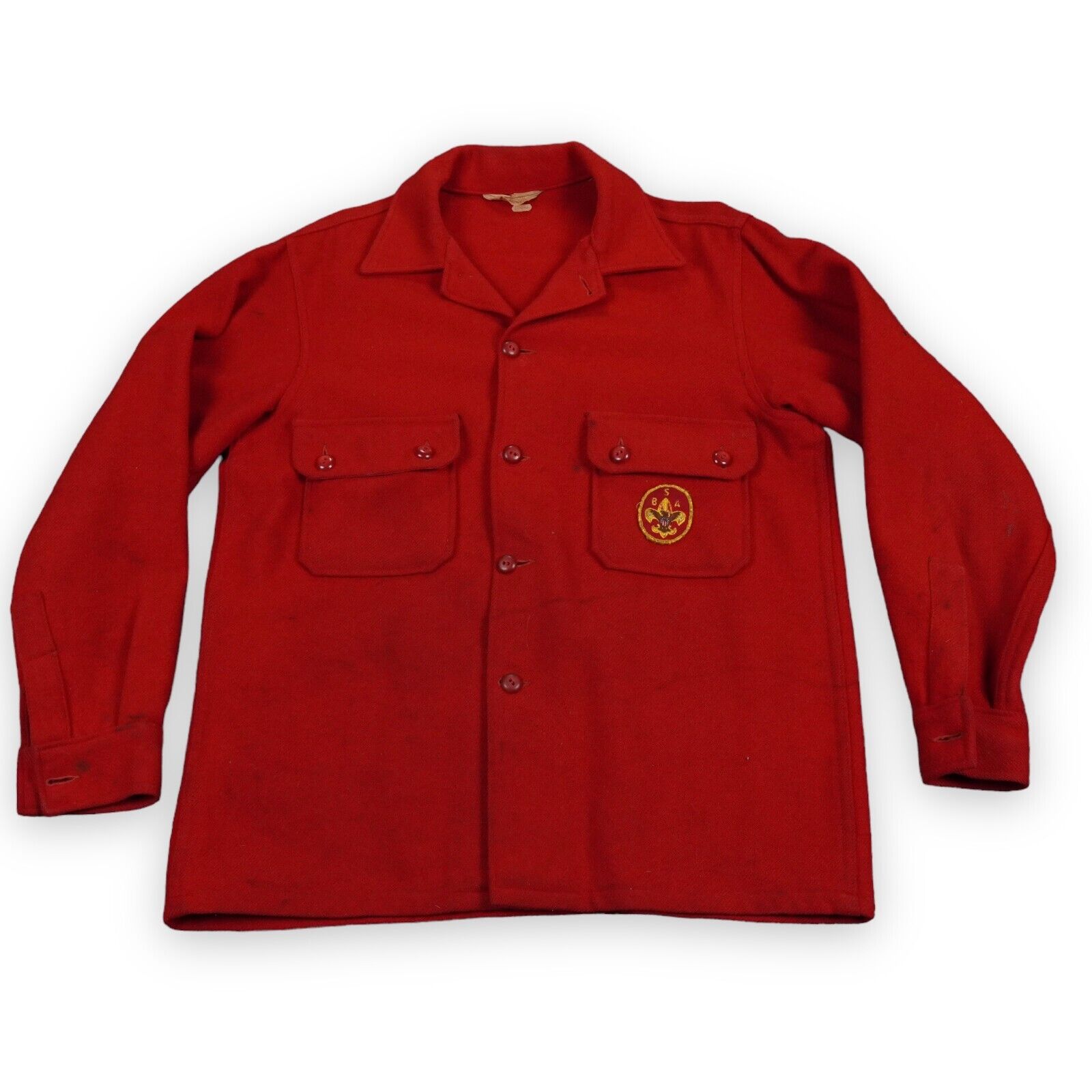 VTG Boy Scouts Wool Jacket Mens Size 47 Red Order Arrow Shacket BSA Distressed
